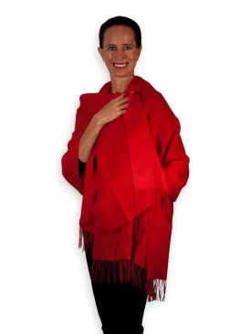 100% Baby Alpaca Shawl in Solid Color - Bright Red