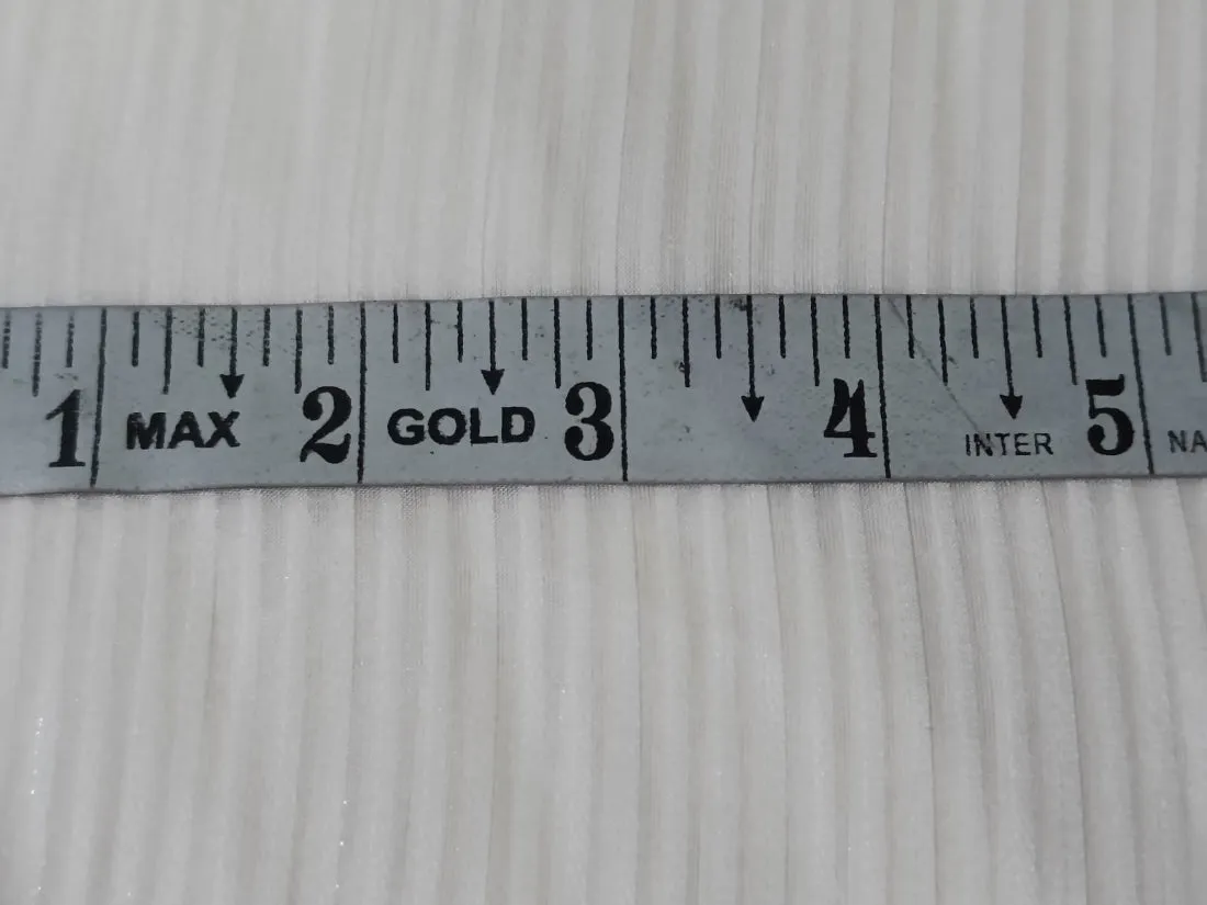100% SILK CHIFFON white ivory fabric stripe{silver/gold lurex} 44" wide available in two designs