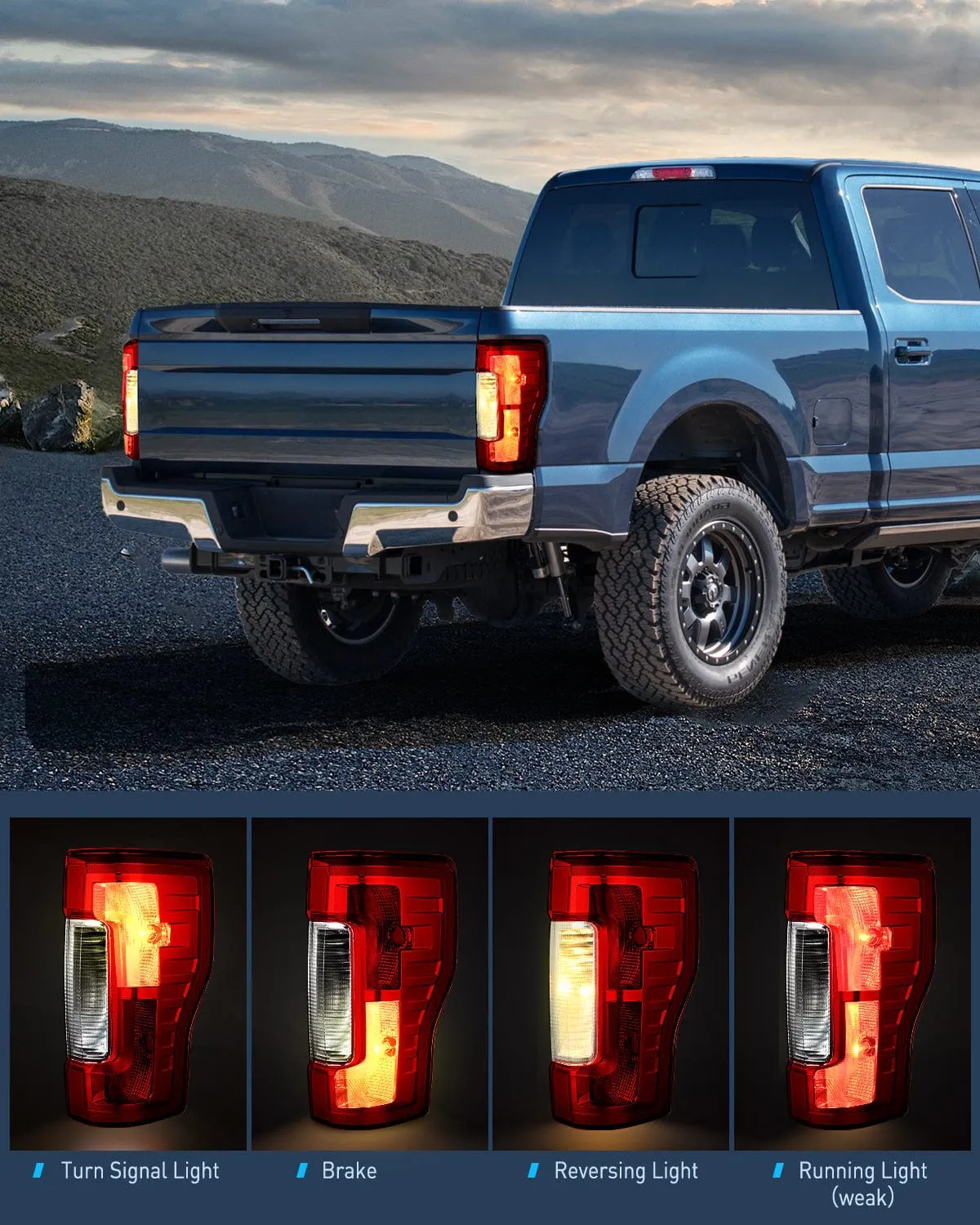 2017-2019 Ford F250 F350 Super Duty Rear Lamp Replacement Taillight Assembly OE Style Driver Side and Passenger Side Red Lens