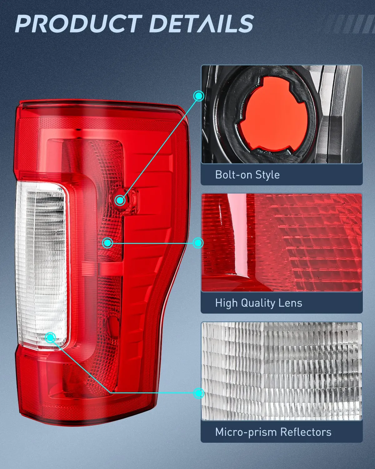 2017-2019 Ford F250 F350 Super Duty Rear Lamp Replacement Taillight Assembly OE Style Driver Side and Passenger Side Red Lens