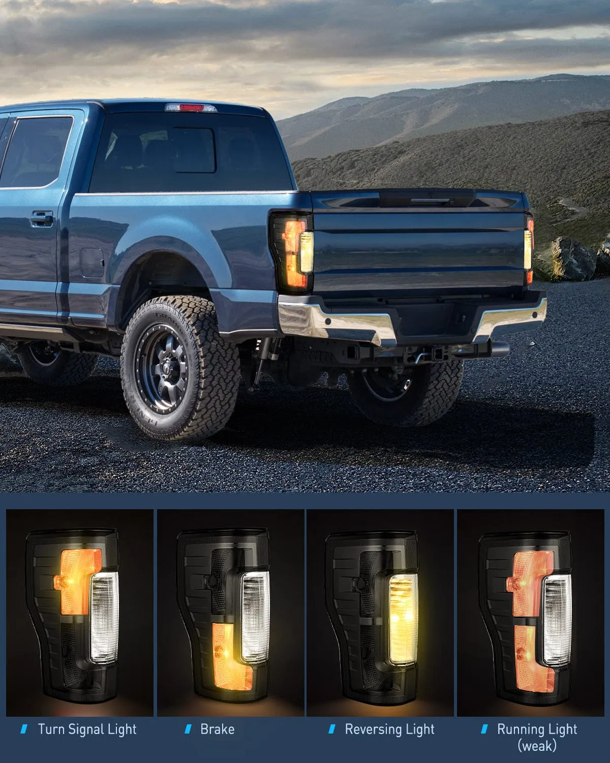 2017-2019 Ford F250 F350 Super Duty Rear Lamp Replacement Taillight Assembly OE Style Driver Side Smoke Lens