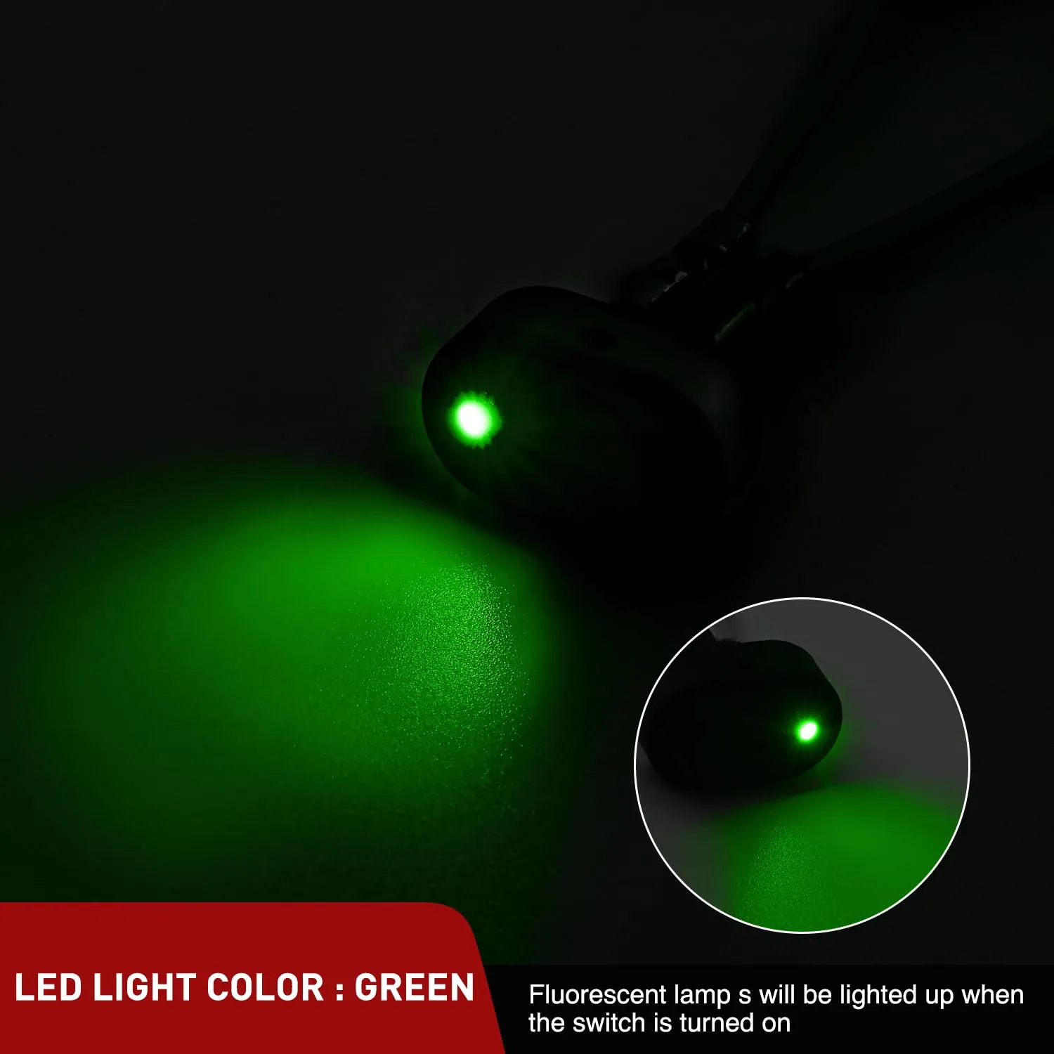5Pcs 12V 30A Round Toggle LED Switch with Green LED Indicator