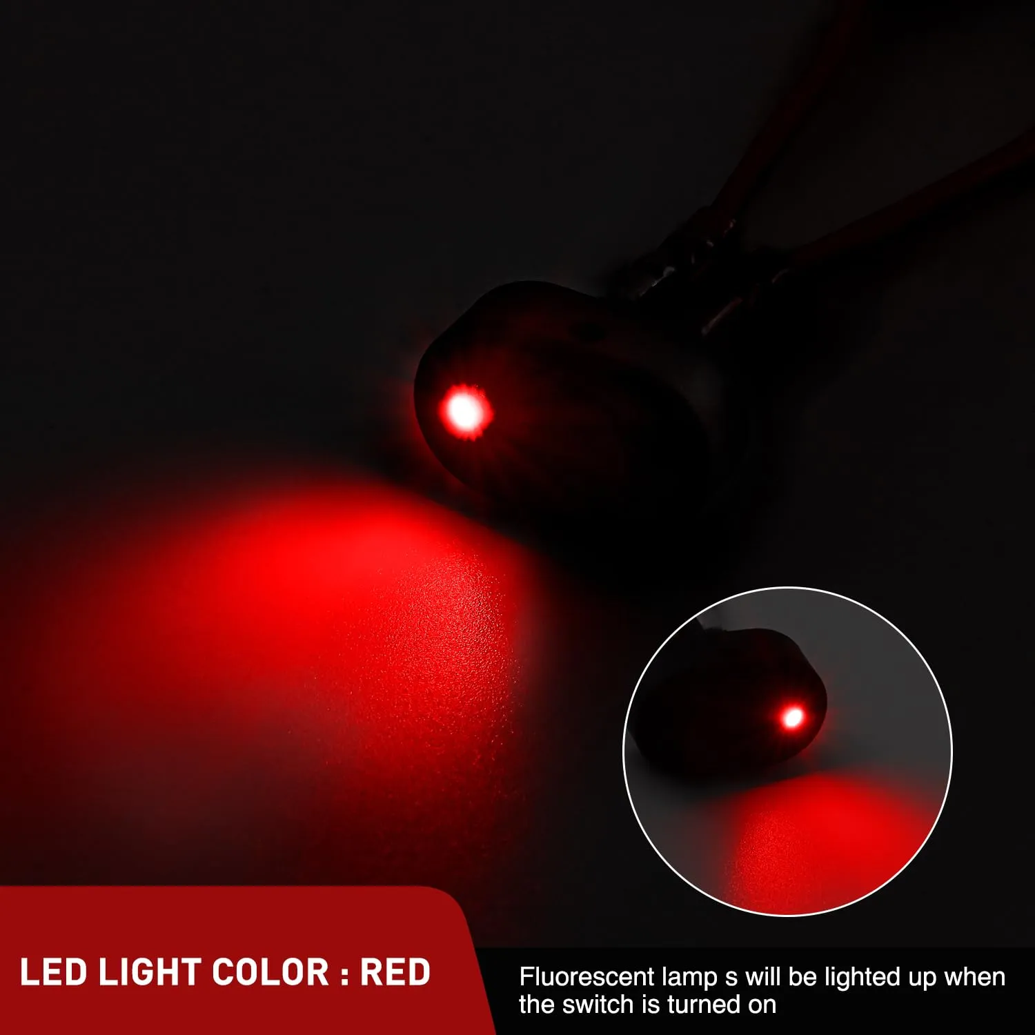 5Pcs 12V 30A Round Toggle LED Switch with Red LED Indicator