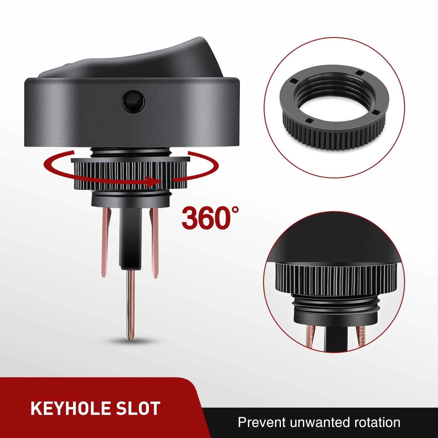5Pcs 12V 30A Round Toggle LED Switch with Red LED Indicator