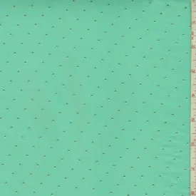 Aqua Green/Metallic Gold Pin Dot Chiffon Fabric