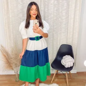 Ariana Ruffled Colorblock Dress