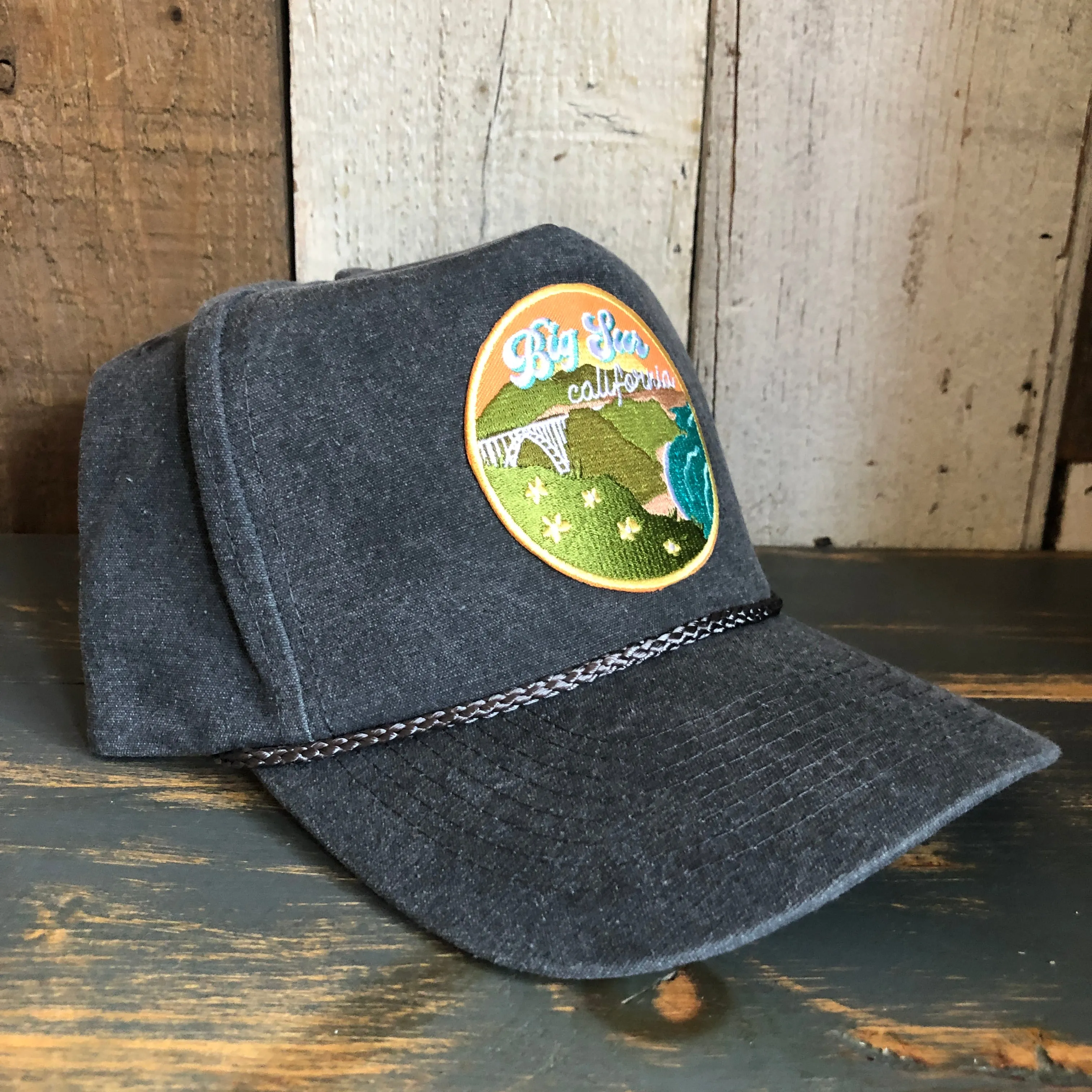BIG SUR, CALIFORNIA 5 panel Stone Washed Canvas Golf - Charcoal/Charcoal Braid