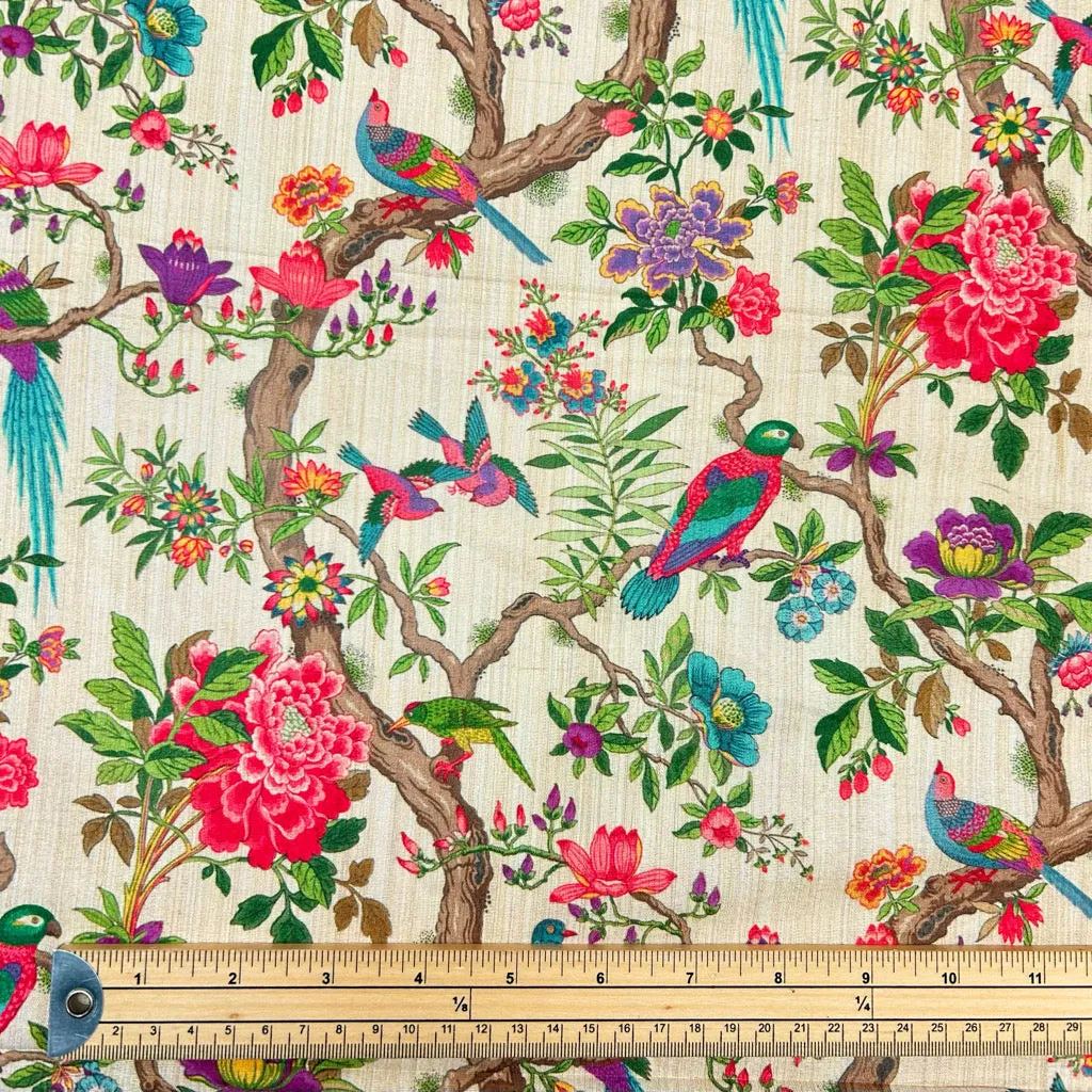 Birdsongs Faux Silk Fabric
