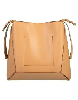 Camel Medium Eco Braided-Strap Hobo Bag