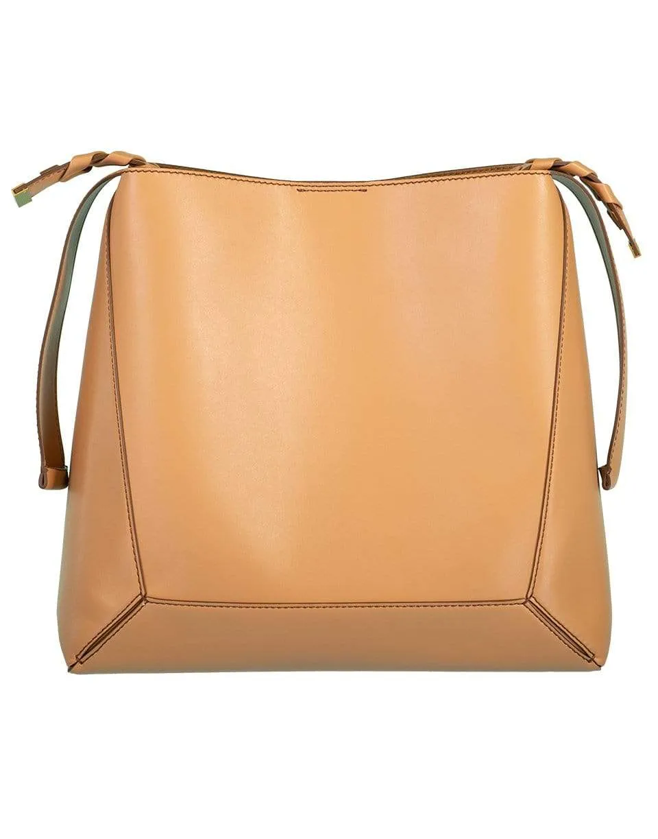 Camel Medium Eco Braided-Strap Hobo Bag