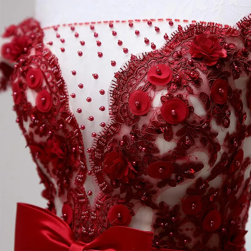 Chic Off Shoulder Short Sweet 16 Dress, Homecoming Dress With Burgundy Beaded Appliques GM83