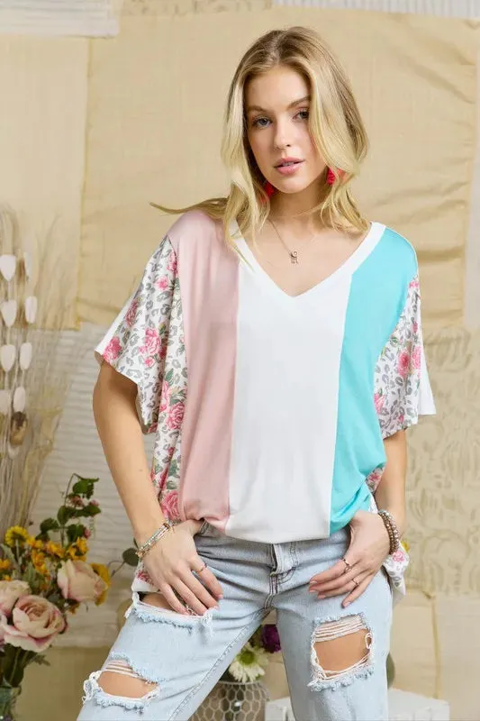 Colorblock Casual Knit Tunic Top
