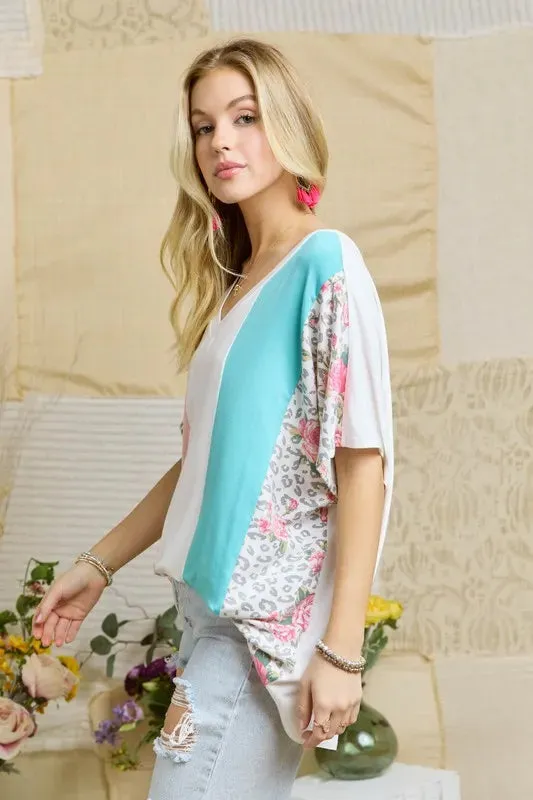 Colorblock Casual Knit Tunic Top