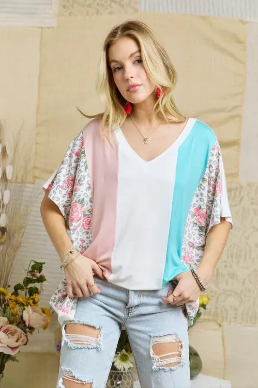 Colorblock Casual Knit Tunic Top