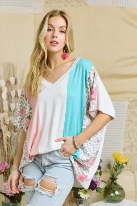 Colorblock Casual Knit Tunic Top