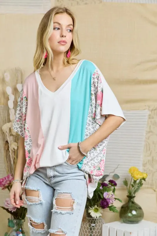 Colorblock Casual Knit Tunic Top