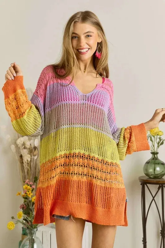 Colorblock Crochet Top