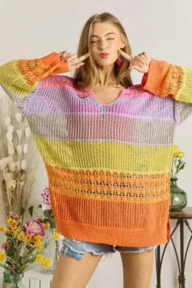 Colorblock Crochet Top