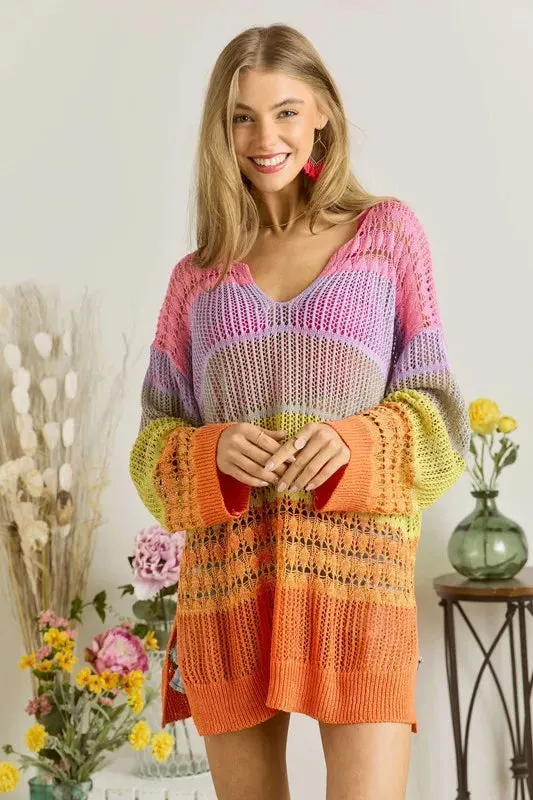 Colorblock Crochet Top