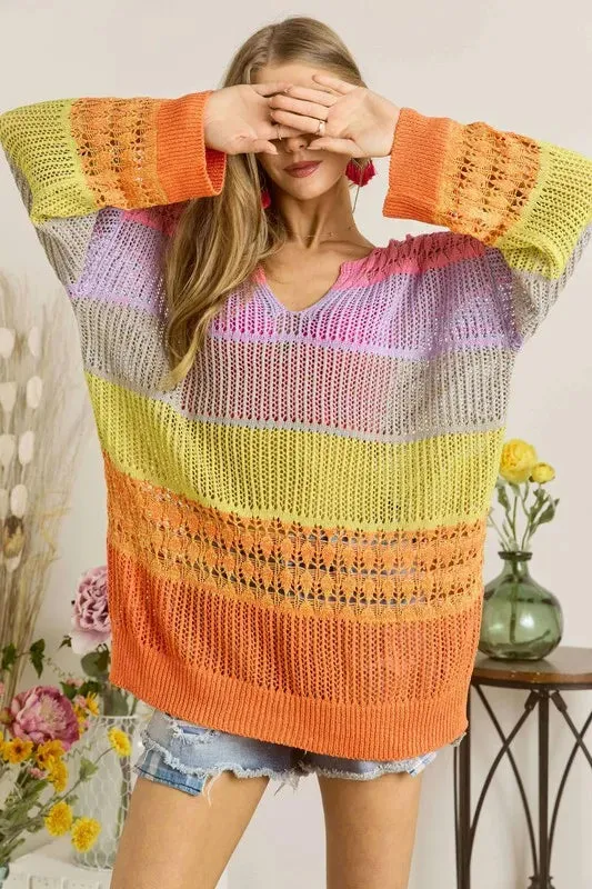 Colorblock Crochet Top