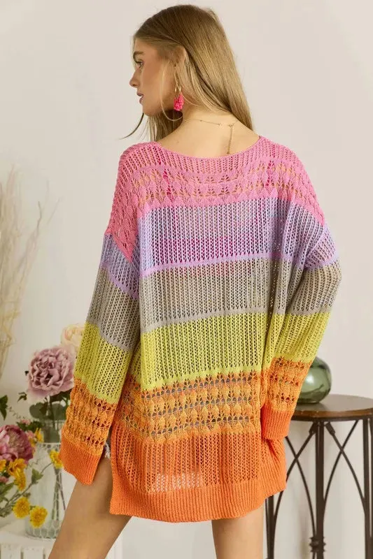 Colorblock Crochet Top