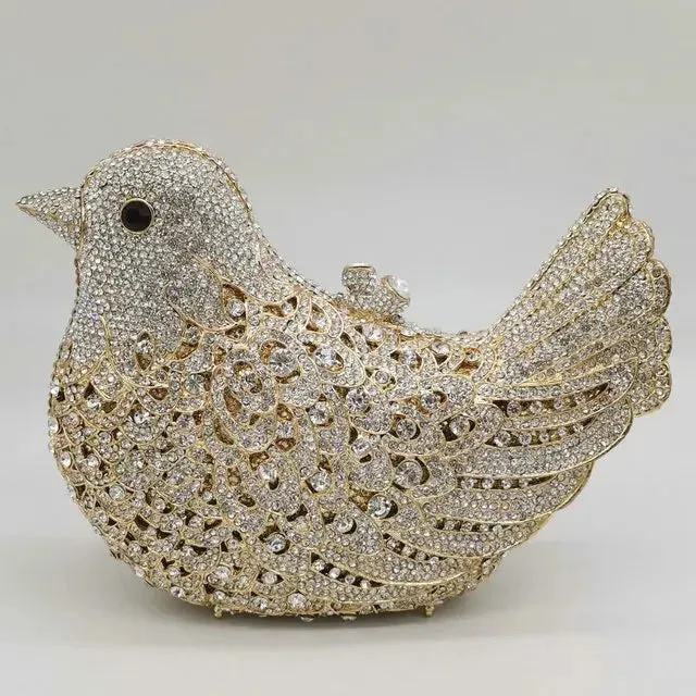Crystal Woodland Bird Minaudière Clutch Bags