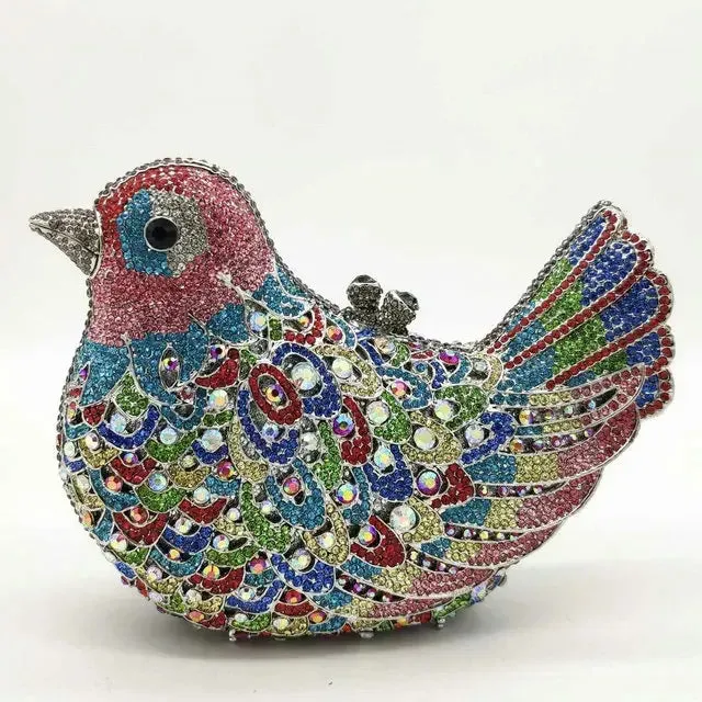 Crystal Woodland Bird Minaudière Clutch Bags