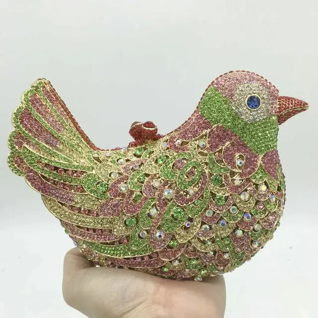 Crystal Woodland Bird Minaudière Clutch Bags