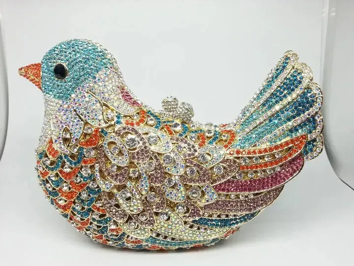 Crystal Woodland Bird Minaudière Clutch Bags