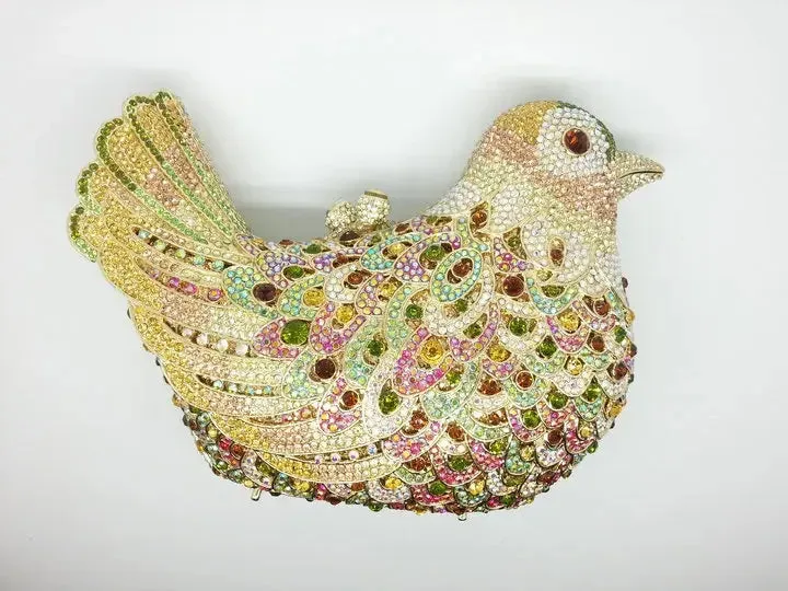 Crystal Woodland Bird Minaudière Clutch Bags