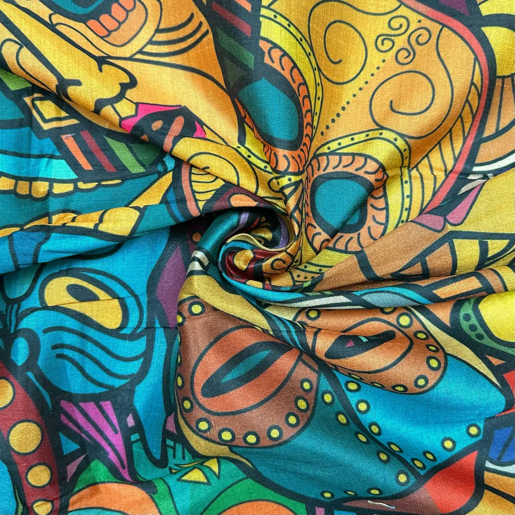 Cultural Canvas Faux Silk Fabric
