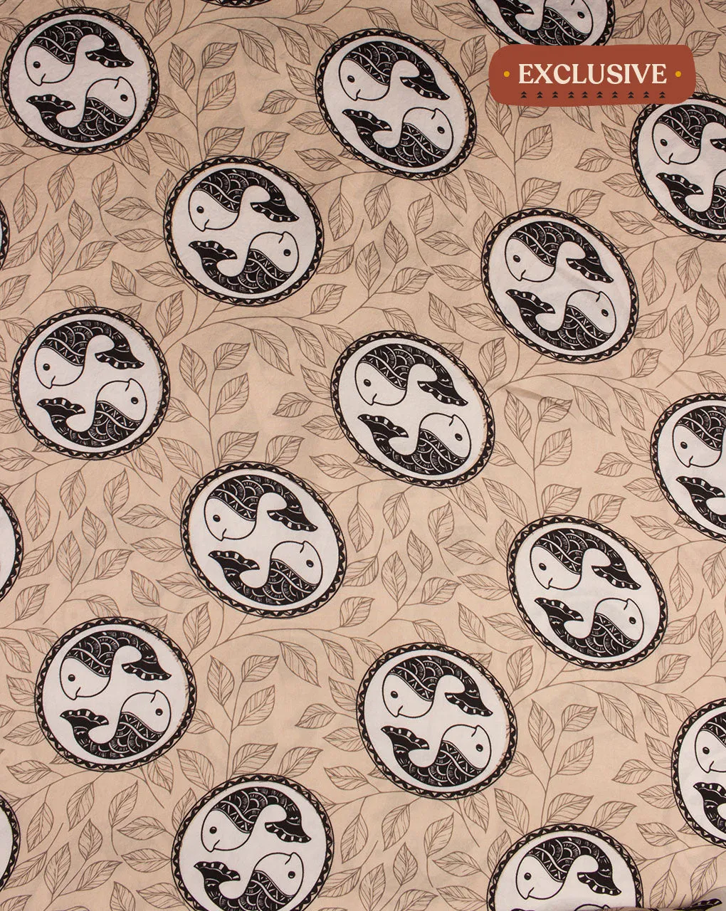 Exclusive Madhubani Theme Digital Print Modal Satin Fabric