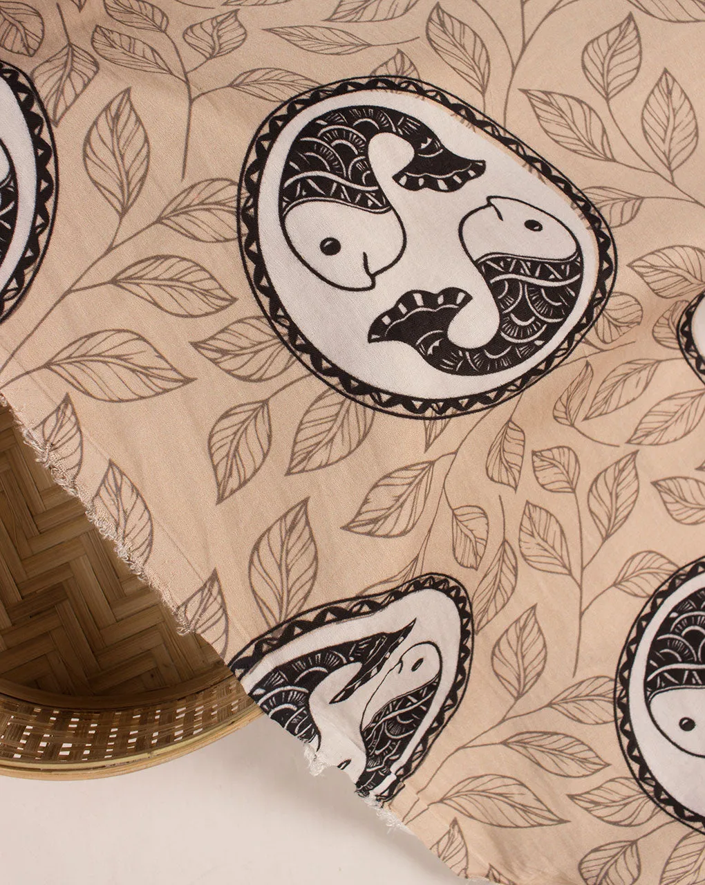 Exclusive Madhubani Theme Digital Print Modal Satin Fabric