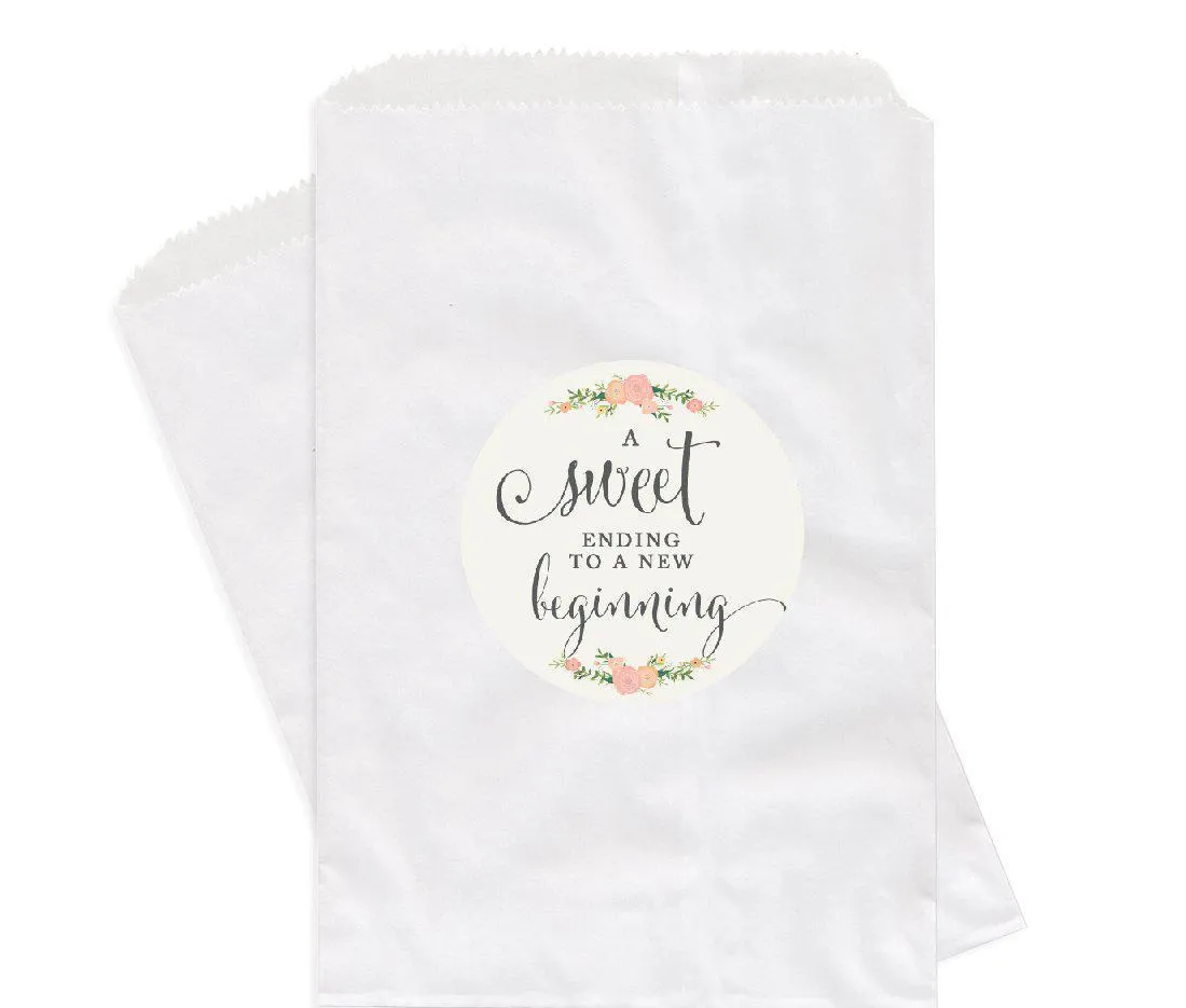 Floral Roses A Sweet Ending to a New Beginning Dessert Favor Bags