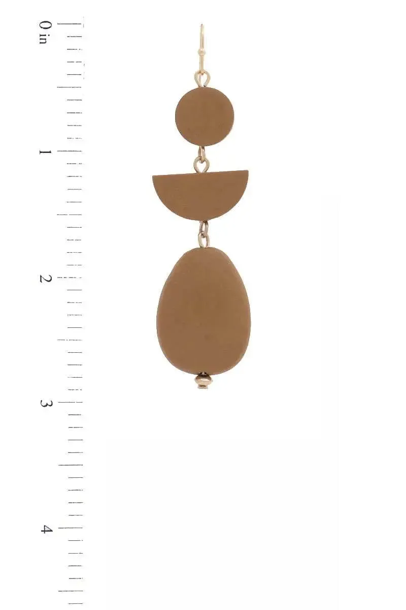 Geometric Wood Bead Dangle Earring
