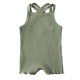 Georgia Cross Back Romper | Khaki