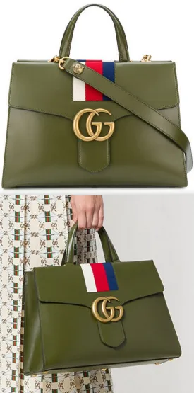 GG Marmont Sylvie Web Tote, Green