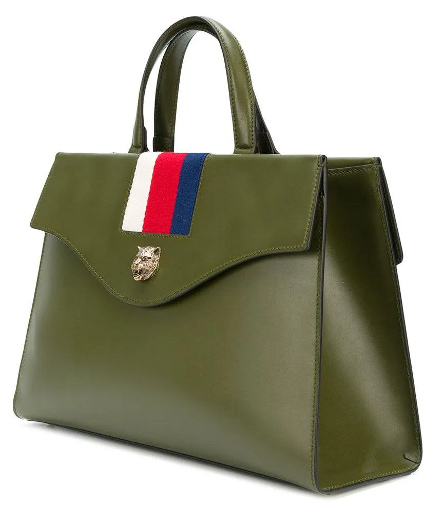 GG Marmont Sylvie Web Tote, Green