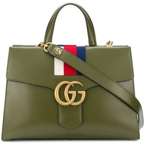 GG Marmont Sylvie Web Tote, Green
