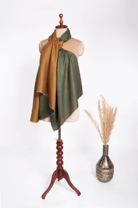 Gold Green Dorukha Handloomed Pashmina Shawl - MALDON