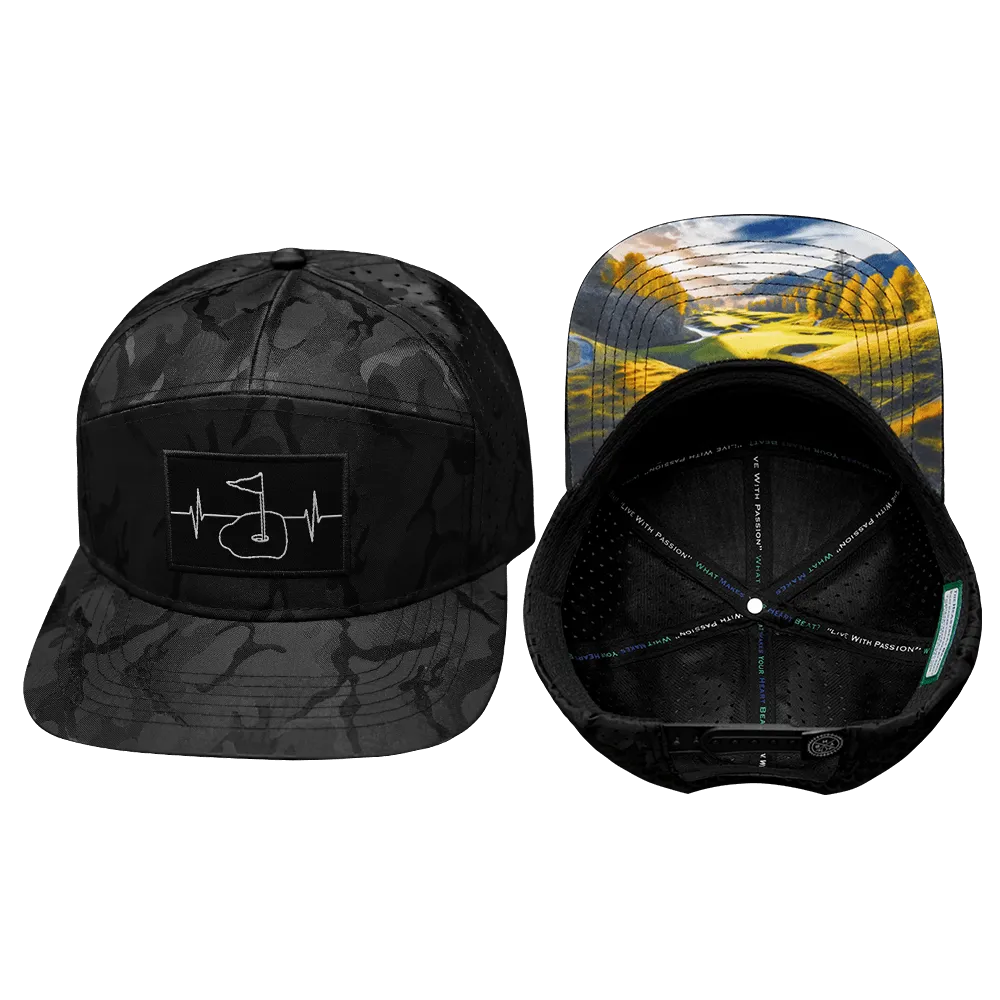 Golf Hat | Flat Bill | Black Camo