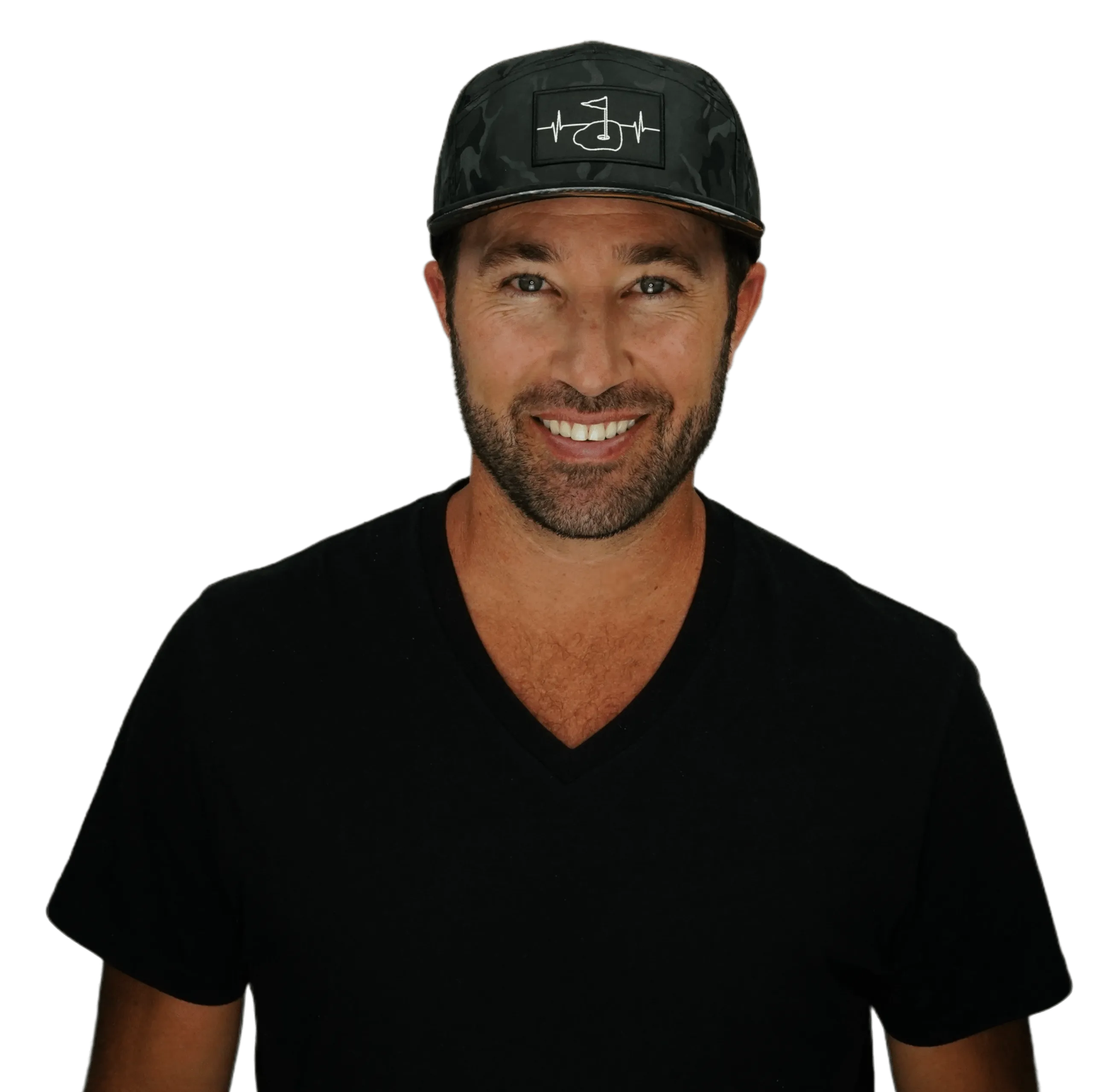 Golf Hat | Flat Bill | Black Camo