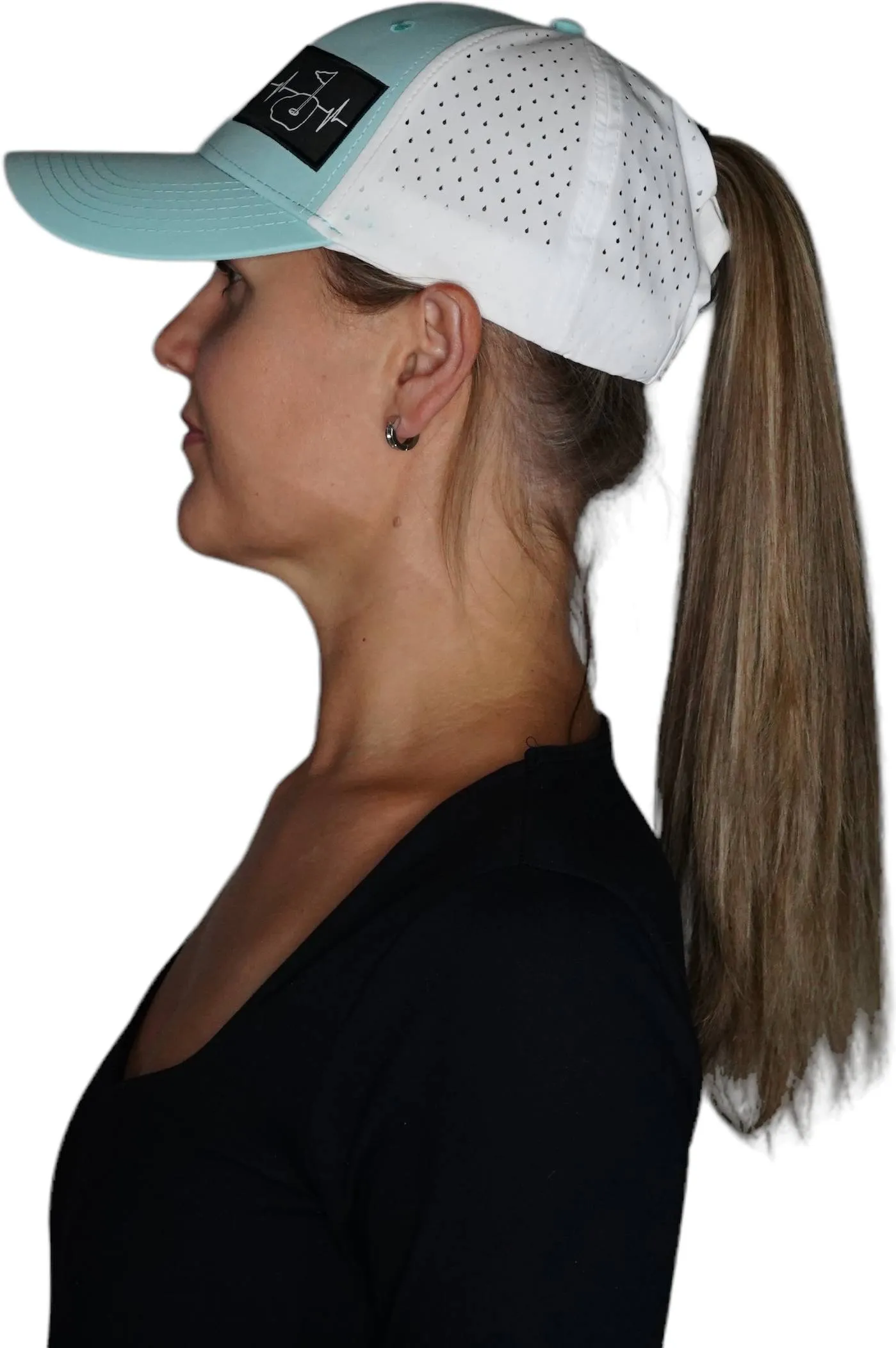 Golf Hat | Low Profile | Ponytail | Mint Green - White