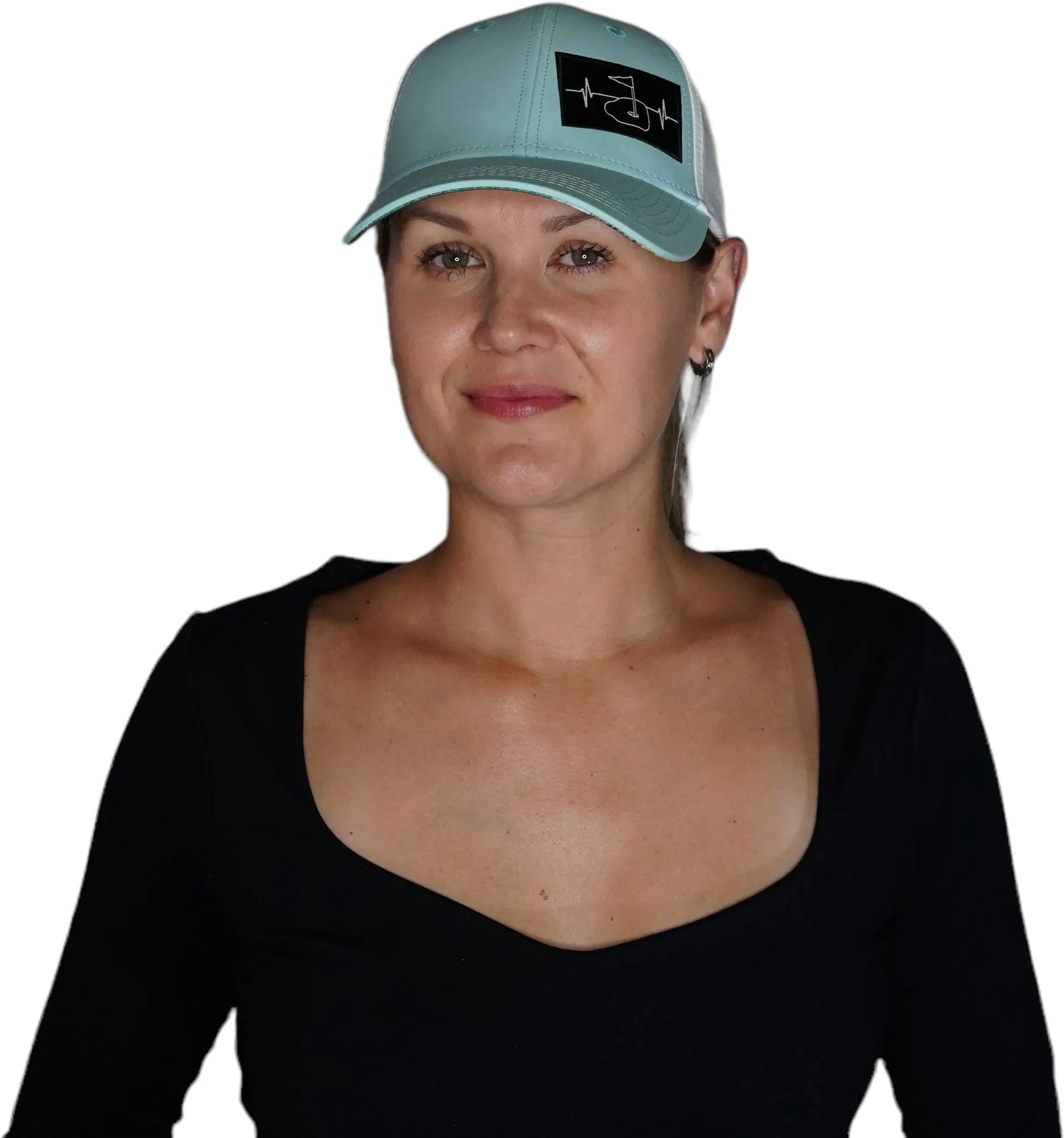 Golf Hat | Low Profile | Ponytail | Mint Green - White