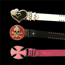 Gothic Punk Rivet Letter Waist Chain Belt - Y2K Skull Devil Charm Belt