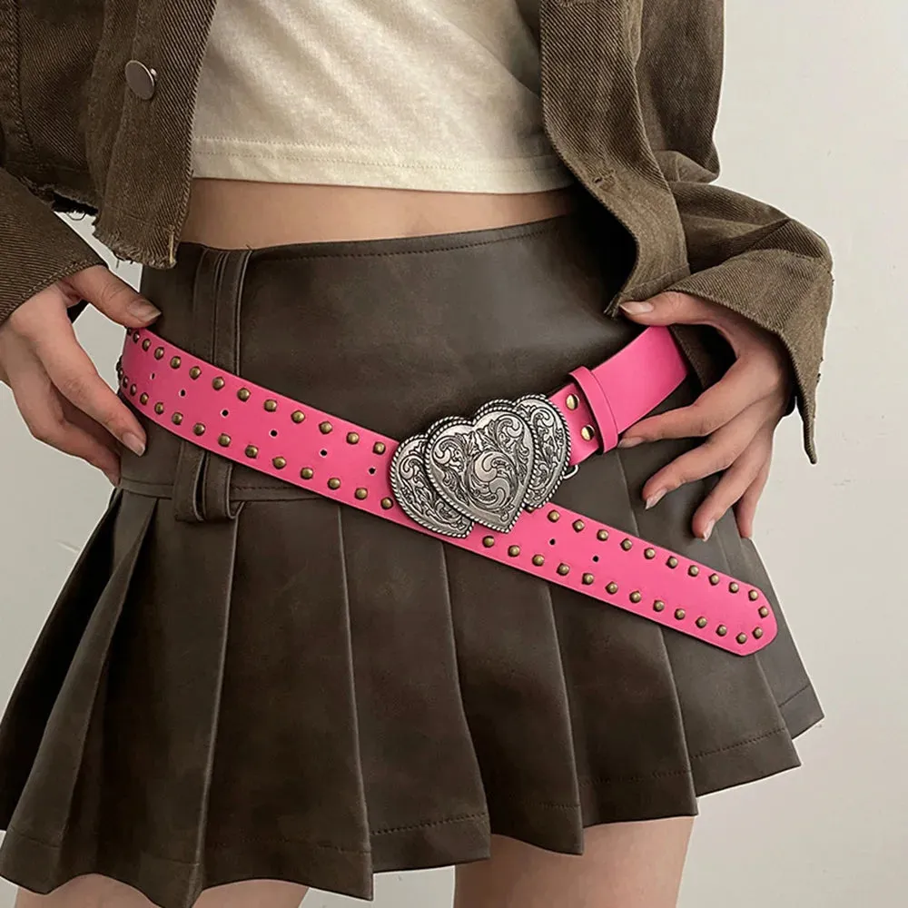 Gothic Punk Y2K Leather Belt - Metal Buckle Designer Waist Strap for Women & Men