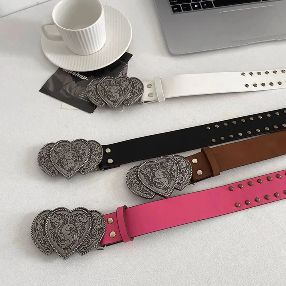 Gothic Punk Y2K Leather Belt - Metal Buckle Designer Waist Strap for Women & Men