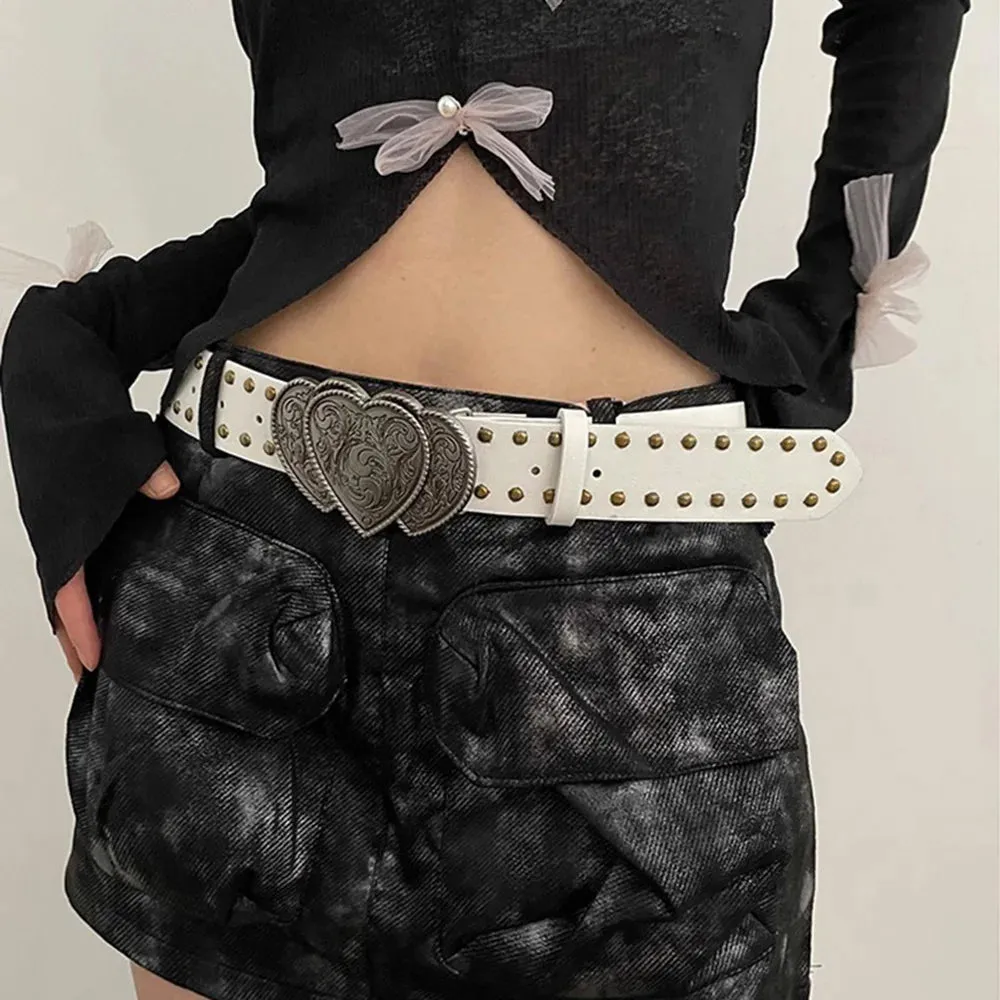 Gothic Punk Y2K Leather Belt - Metal Buckle Designer Waist Strap for Women & Men