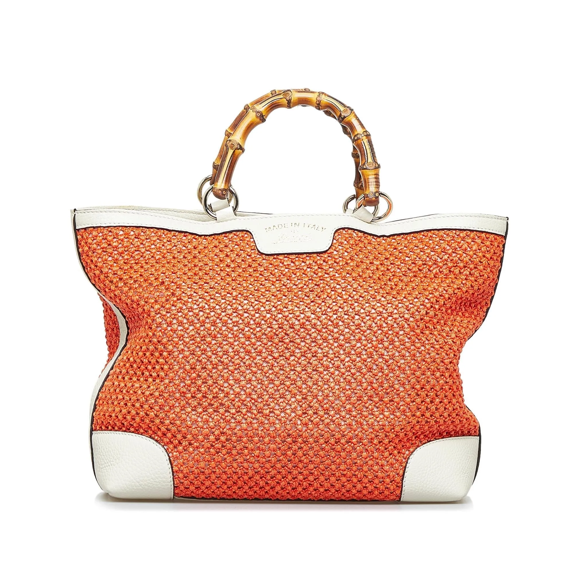 Gucci Large Raffia Bamboo Shopper Tote (SHG-BjufB6)