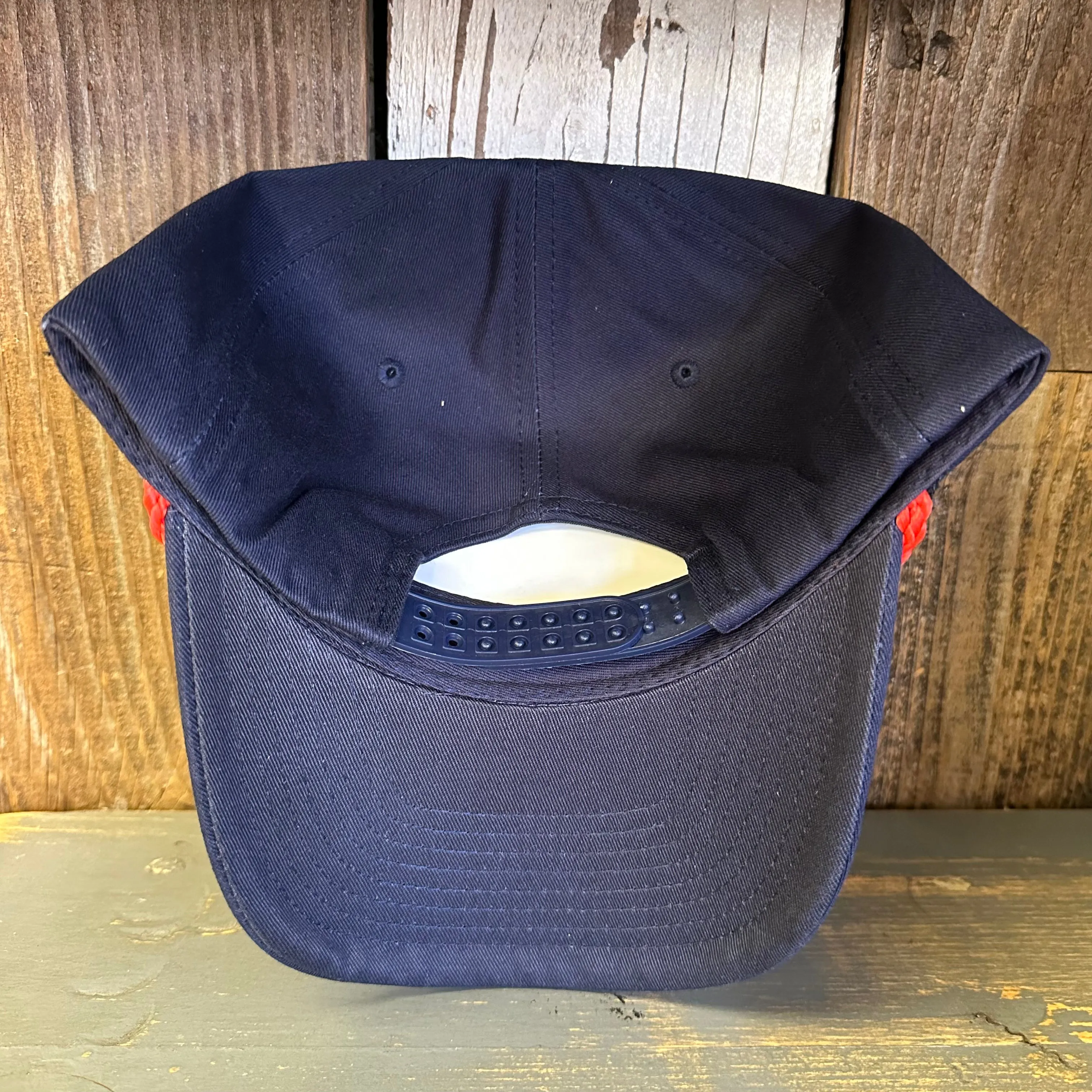 Hermosa Beach AS REAL AS THE STREETS 5 Panel Golf, Rope Cap - Navy/Red Braid (Curved Brim)